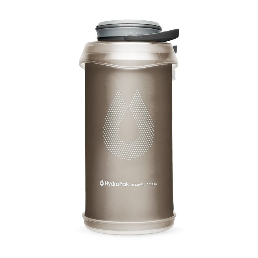Hydrapak 1L Stash 2.0 Collapsible Water Bottle Mammoth Grey-Tactical Source LLC