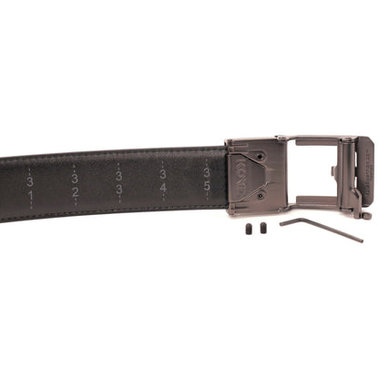 KORE Essentials Leather 1.5" Gun Belt Black with X3 Gunmetal Buckle-Tactical Source LLC