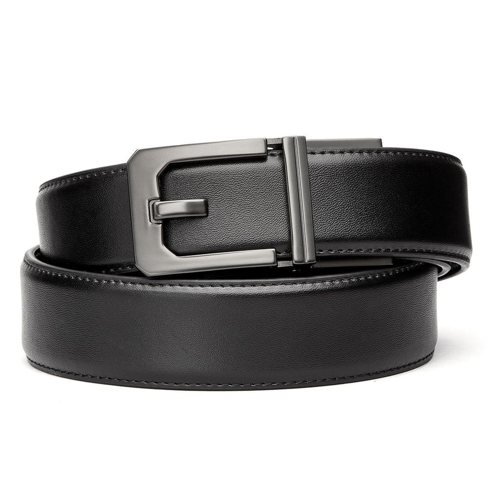 KORE Essentials Leather 1.5" Gun Belt Black with X3 Gunmetal Buckle-Tactical Source LLC