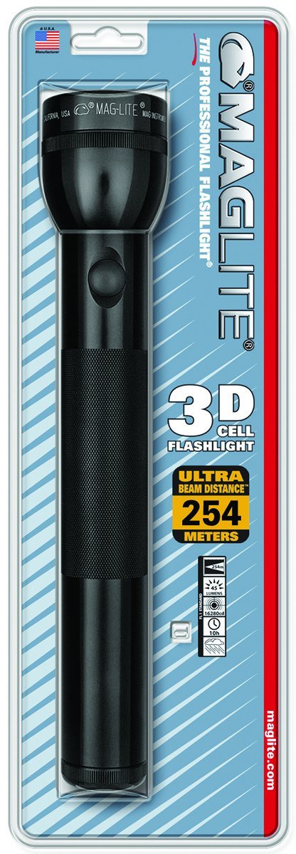 Maglite 3 Cell D Incandescent Flashlight Black Blister-Tactical Source LLC