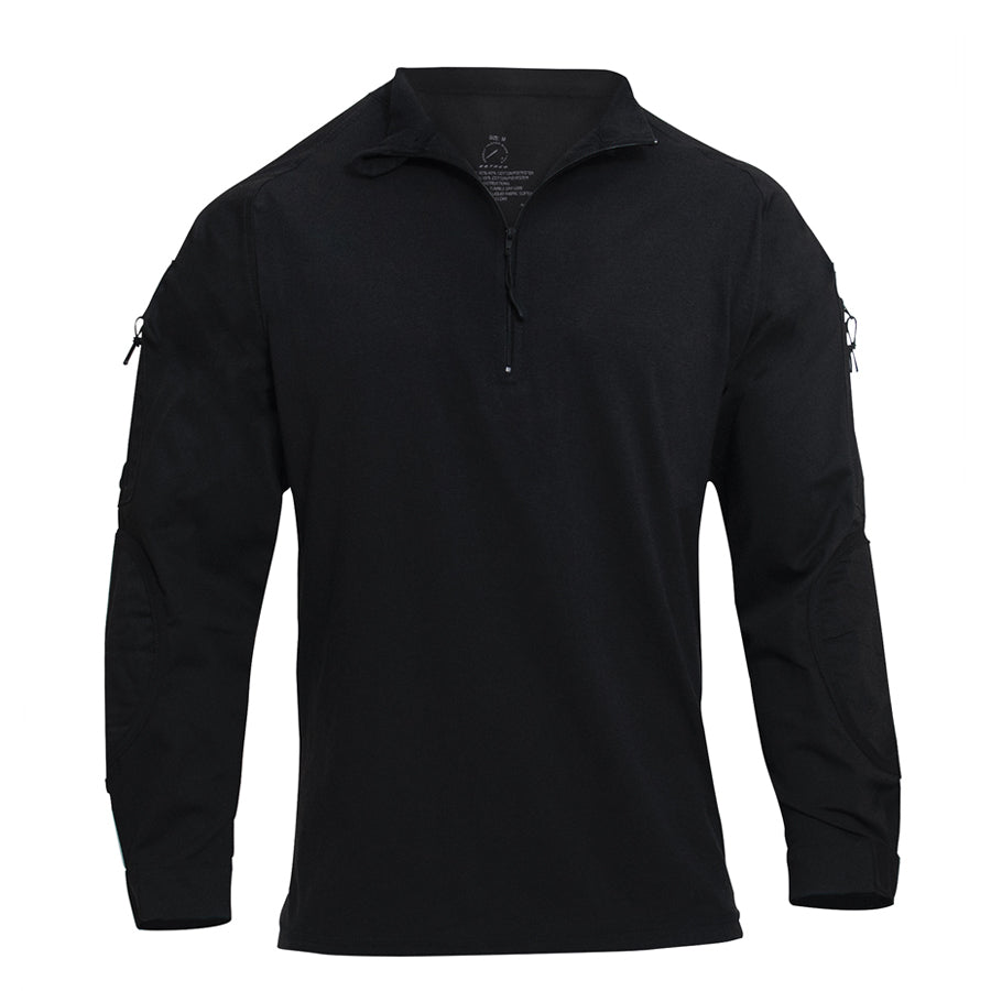 MilSpec 1/4 Zip Tactical Airsoft Combat Shirt Black - Large-Tactical Source LLC