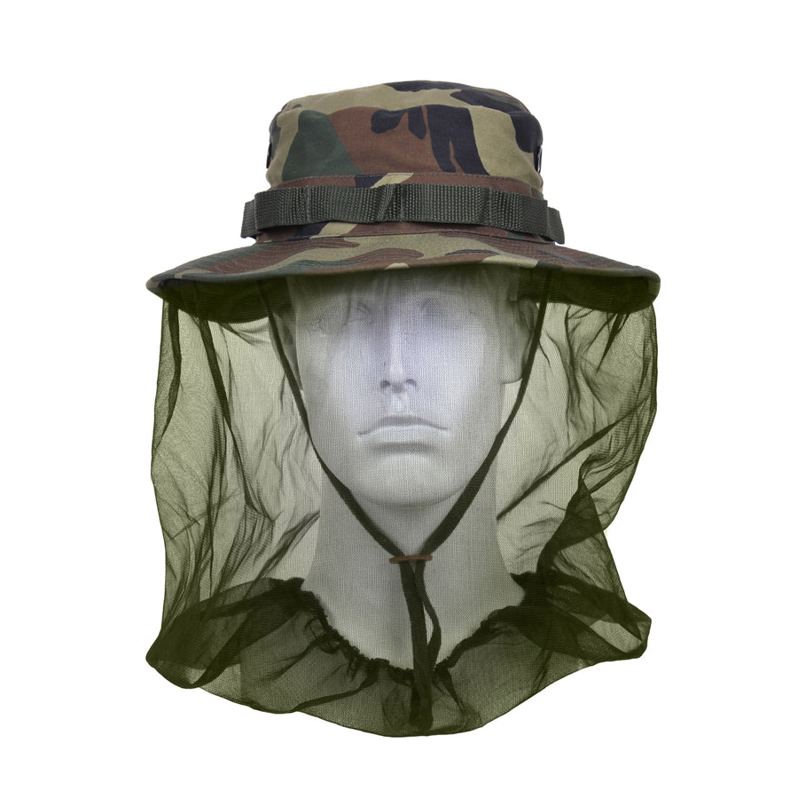 MilSpec Boonie Hat With Mosquito Netting - Woodland Camo-Tactical Source LLC