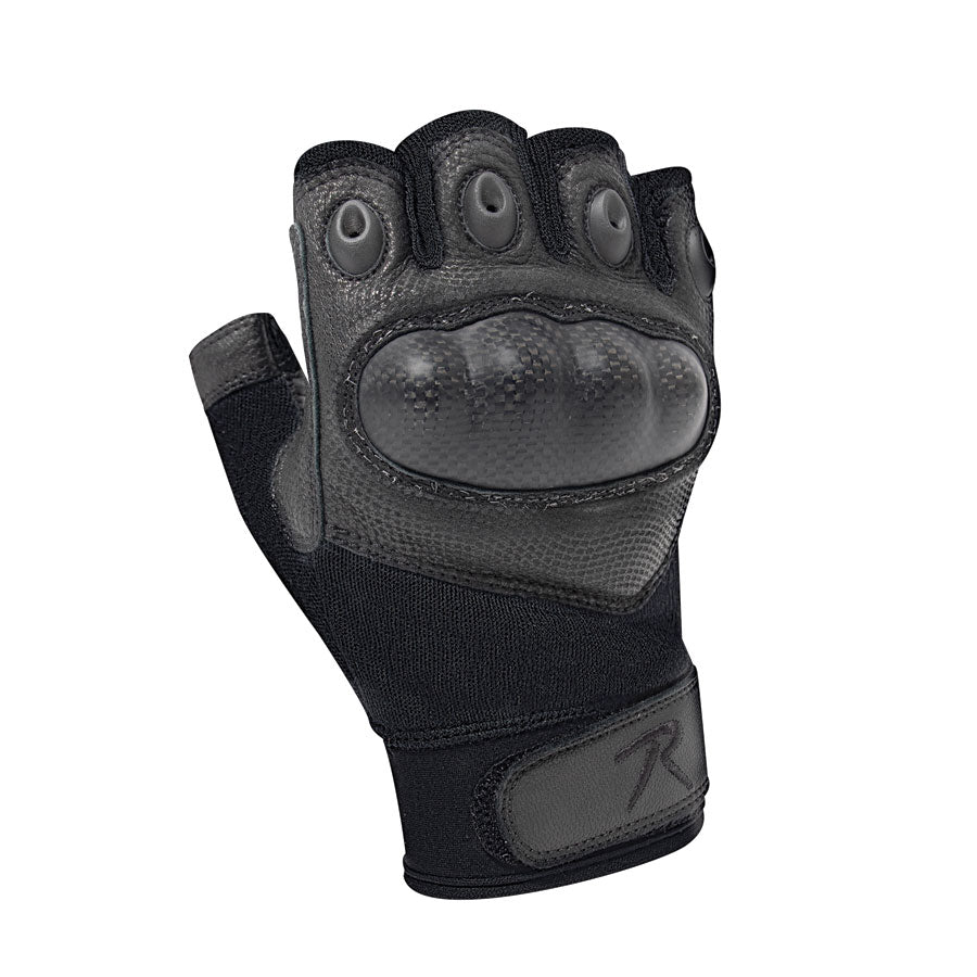 Milspec Fingerless Cut Resistant Carbon Hard Knuckle Gloves - Black-Tactical Source LLC