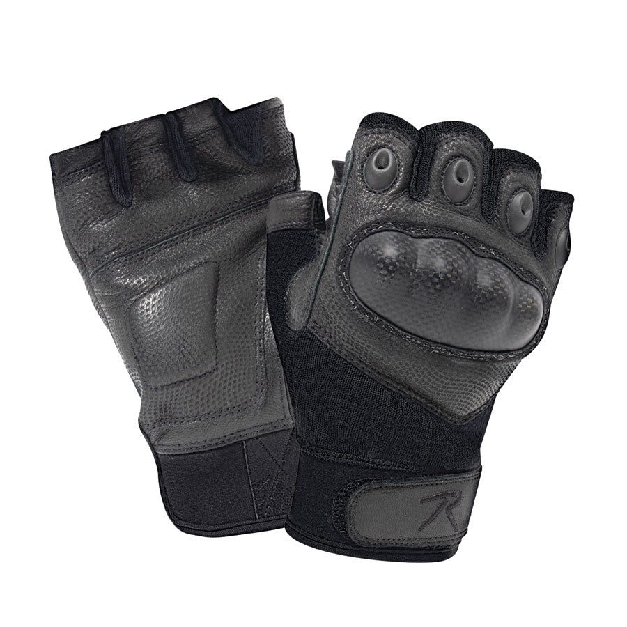 Milspec Fingerless Cut Resistant Carbon Hard Knuckle Gloves - Black-Tactical Source LLC