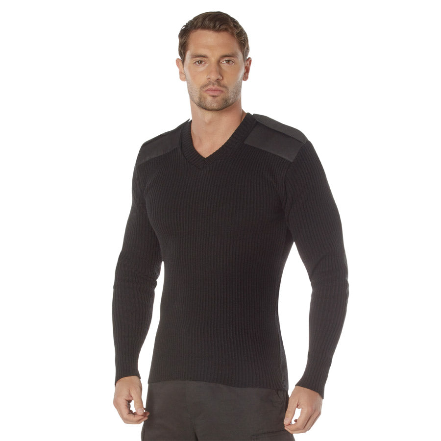 MilSpec G.I. Style Acrylic V-Neck Sweater Black-Tactical Source LLC