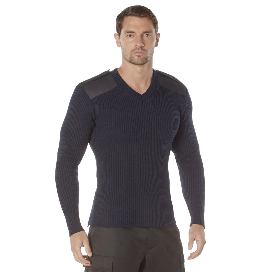 MilSpec G.I. Style Acrylic V-Neck Sweater Navy Blue-Tactical Source LLC