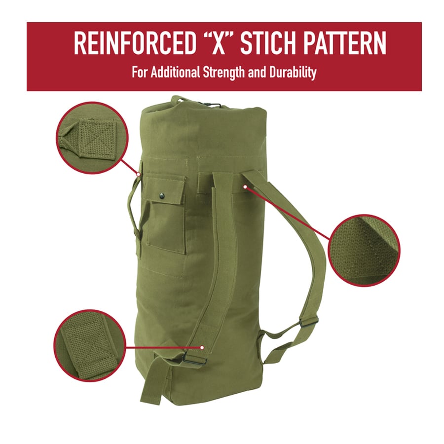 Milspec G.I. Style Canvas Double Strap Duffle Bag 89.6L - Olive Drab-Tactical Source LLC