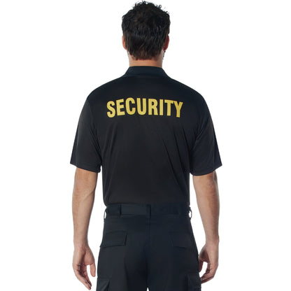 MilSpec Moisture Wicking Security Polo Shirt Black with Gold Lettering-Tactical Source LLC