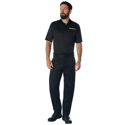 MilSpec Moisture Wicking Security Polo Shirt Black with Gold Lettering-Tactical Source LLC