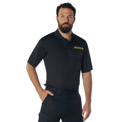 MilSpec Moisture Wicking Security Polo Shirt Black with Gold Lettering-Tactical Source LLC
