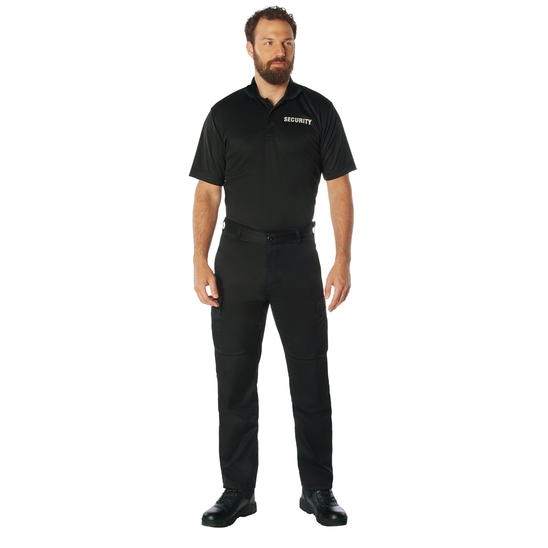 MilSpec Moisture Wicking Security Polo Shirt Black with White Lettering-Tactical Source LLC