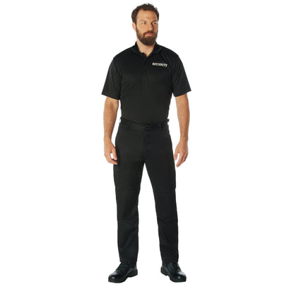 MilSpec Moisture Wicking Security Polo Shirt Black with White Lettering-Tactical Source LLC
