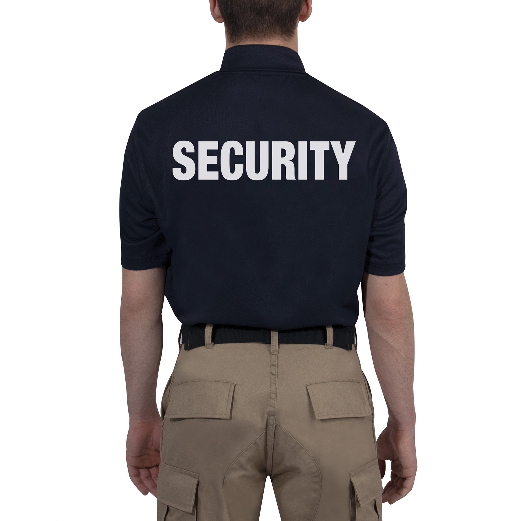 MilSpec Moisture Wicking Security Polo Shirt Midnight Navy Blue with White Lettering-Tactical Source LLC
