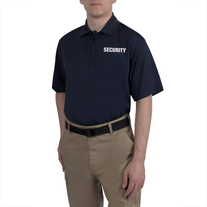 MilSpec Moisture Wicking Security Polo Shirt Midnight Navy Blue with White Lettering-Tactical Source LLC