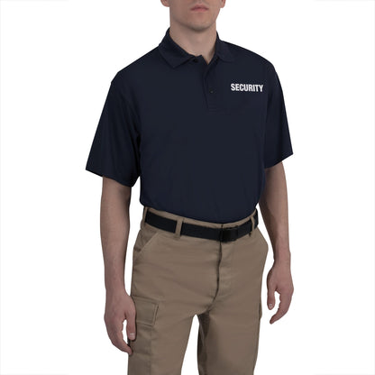 MilSpec Moisture Wicking Security Polo Shirt Midnight Navy Blue with White Lettering-Tactical Source LLC