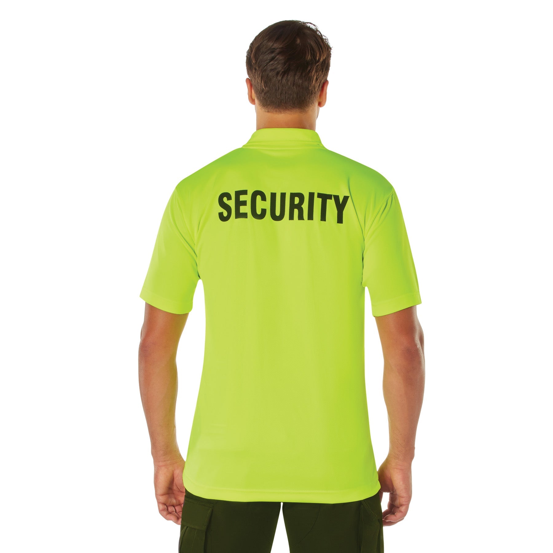 MilSpec Moisture Wicking Security Polo Shirt Safety Green with Black Lettering-Tactical Source LLC