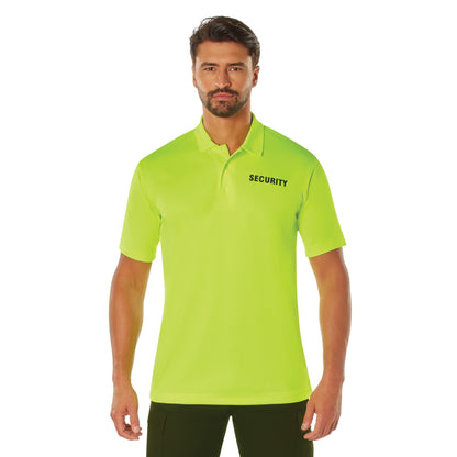 MilSpec Moisture Wicking Security Polo Shirt Safety Green with Black Lettering-Tactical Source LLC