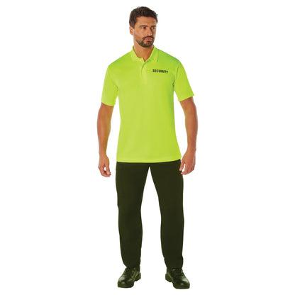 MilSpec Moisture Wicking Security Polo Shirt Safety Green with Black Lettering-Tactical Source LLC