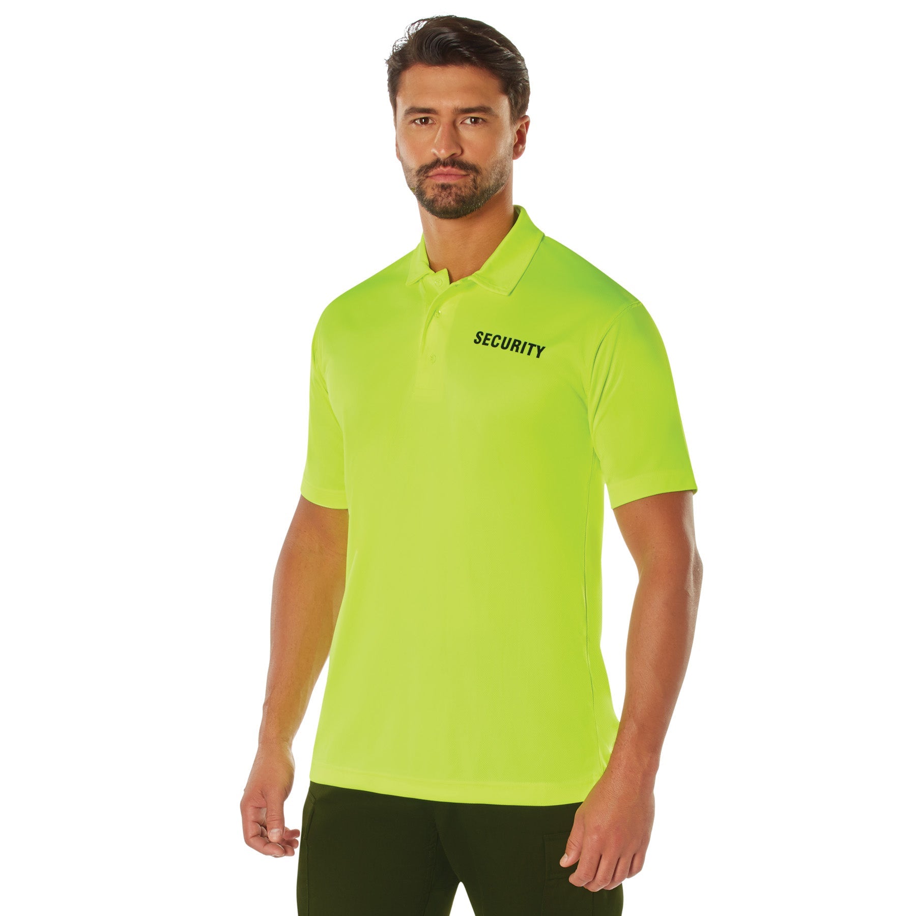 MilSpec Moisture Wicking Security Polo Shirt Safety Green with Black Lettering-Tactical Source LLC