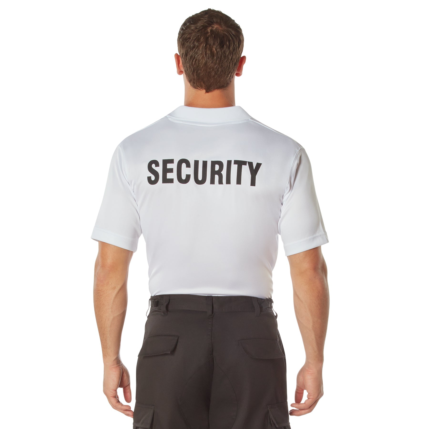 MilSpec Moisture Wicking Security Polo Shirt White with Black Lettering-Tactical Source LLC