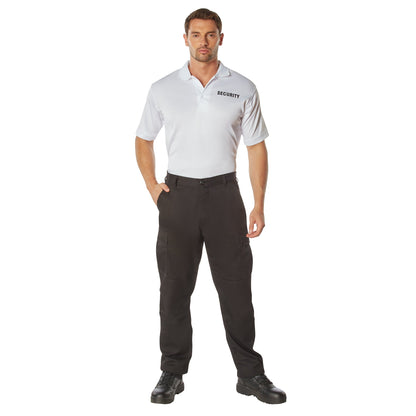 MilSpec Moisture Wicking Security Polo Shirt White with Black Lettering-Tactical Source LLC