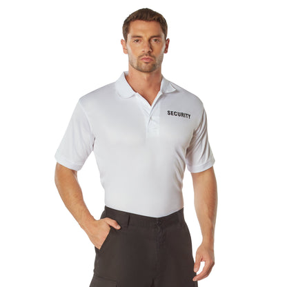 MilSpec Moisture Wicking Security Polo Shirt White with Black Lettering-Tactical Source LLC