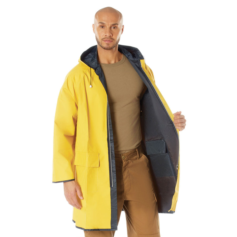 MilSpec Reversible 3/4 Length Rain Parka Navy Blue / Yellow-Tactical Source LLC