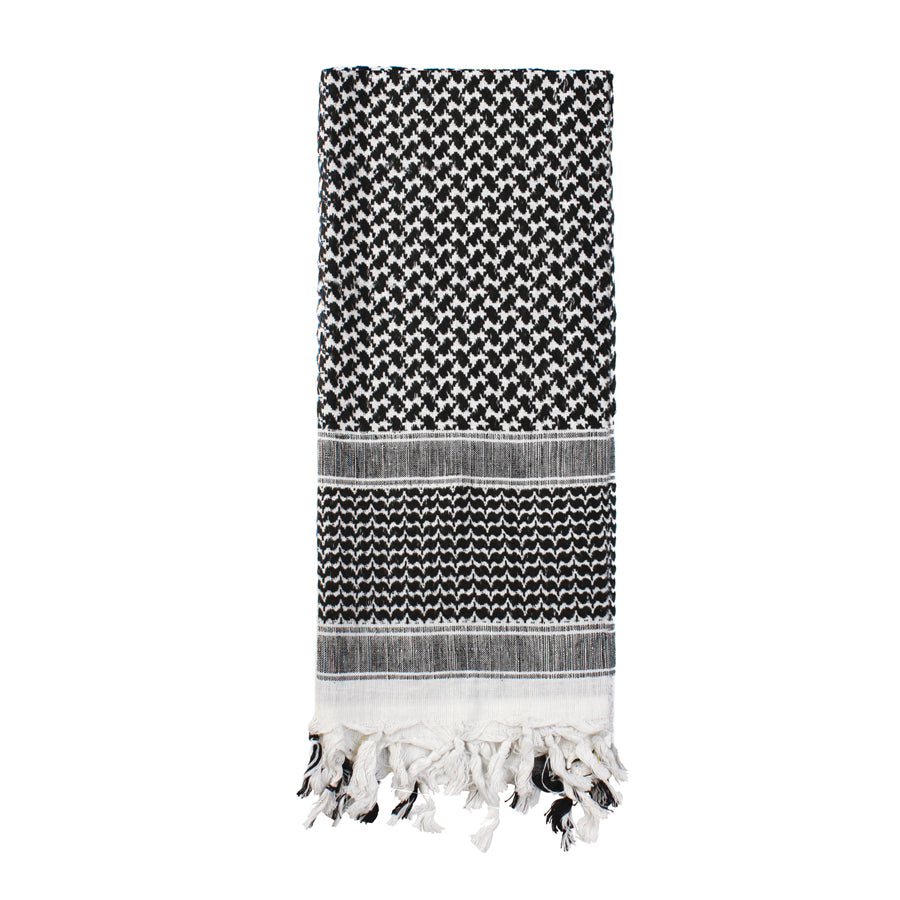 MilSpec Shemagh Tactical Desert Keffiyeh Scarf - Black / White-Tactical Source LLC