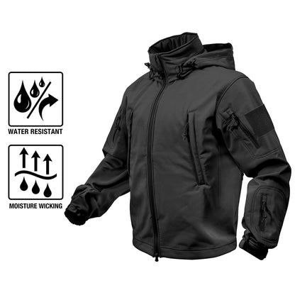 MilSpec Special Ops Tactical Softshell Jacket with Hood Black-Tactical Source LLC