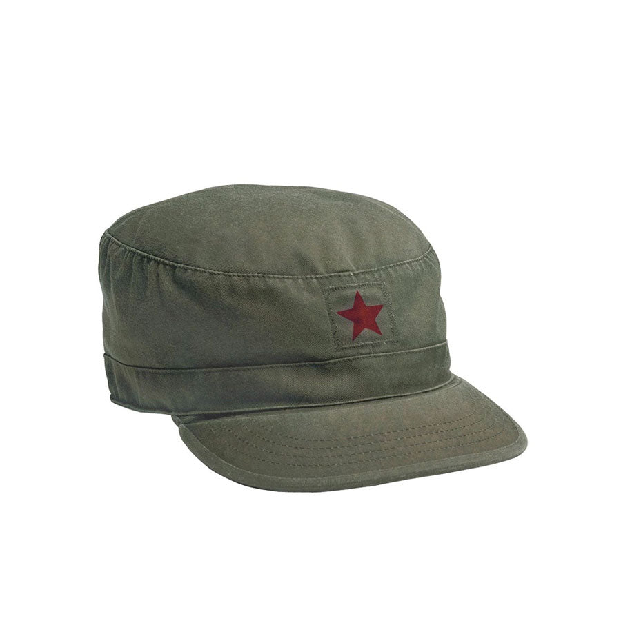 Milspec Vintage Fatigue Cap w/ Red Star OD Green-Tactical Source LLC