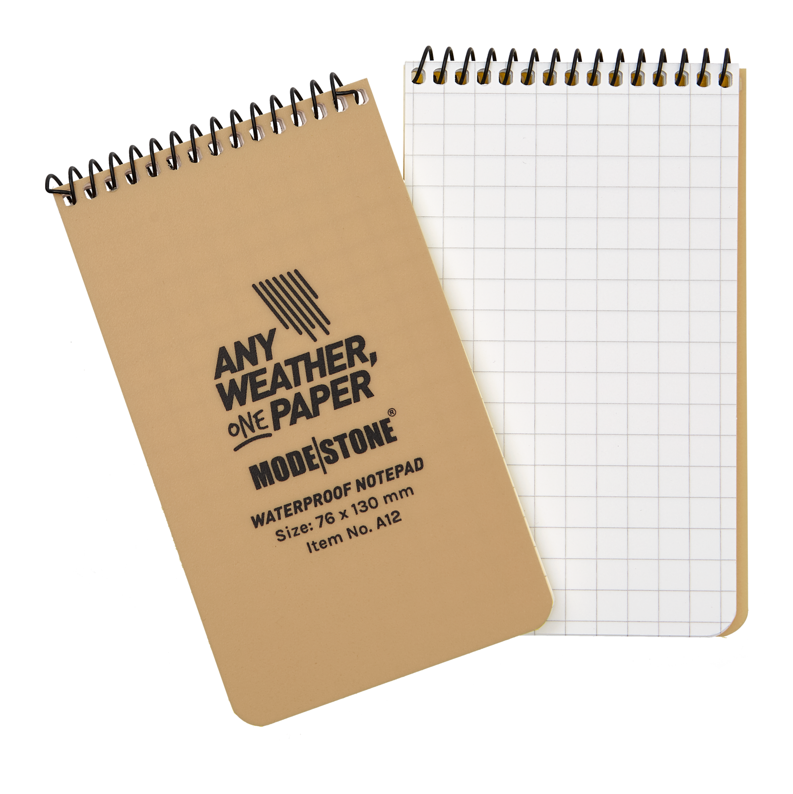 Modestone A12 Top Spiral Notepad 76x130mm 50 Sheets Tan-Tactical Source LLC