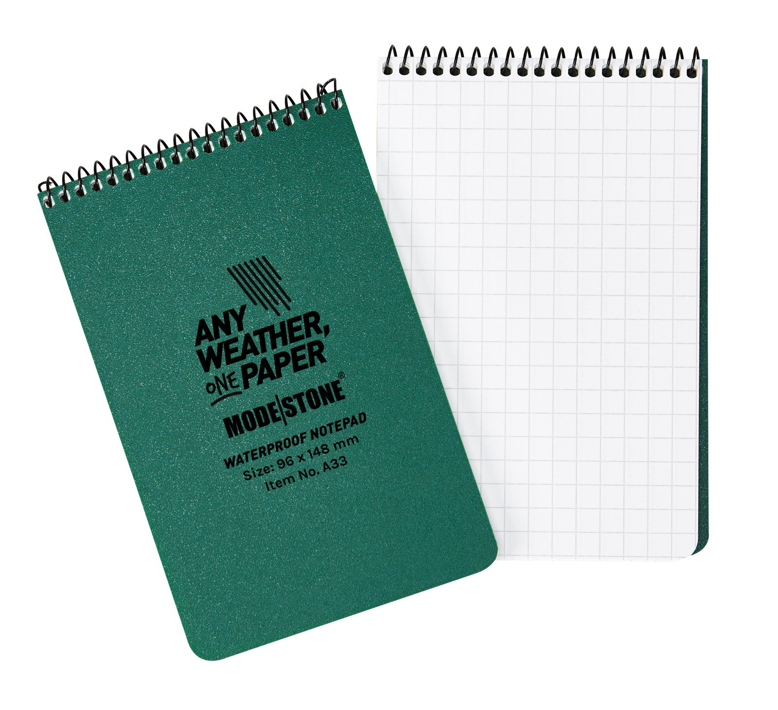 Modestone A33 Top Spiral Notepad 96x148mm 50 Sheets Green-Tactical Source LLC