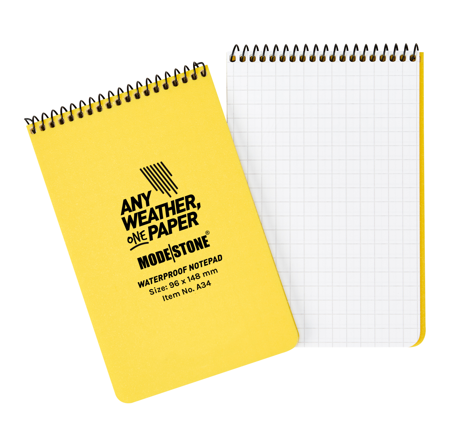Modestone A34 Top Spiral Notepad 96x148mm 50 Sheets Yellow-Tactical Source LLC