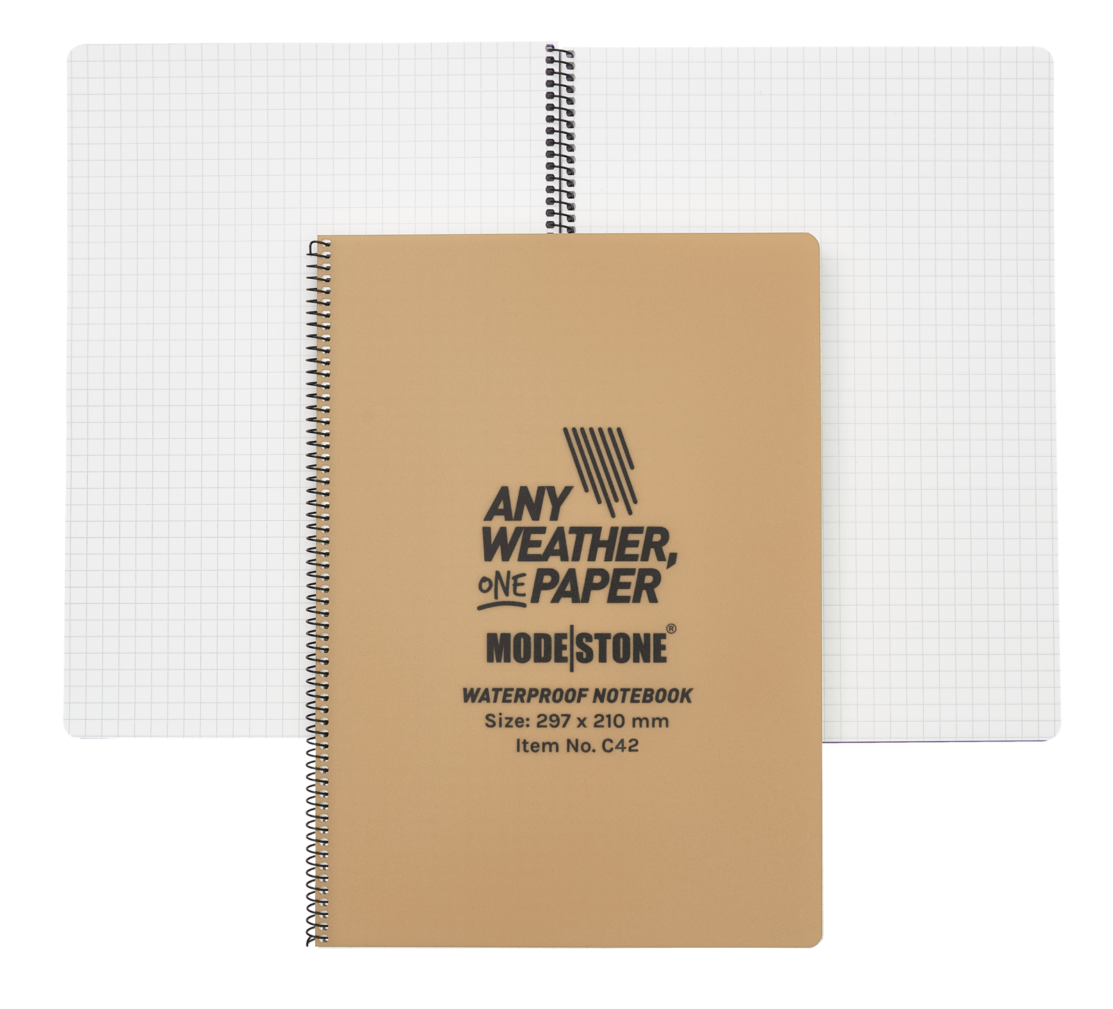 Modestone C42 Side Spiral Notepad A4 210x297mm 50 Sheets Tan-Tactical Source LLC