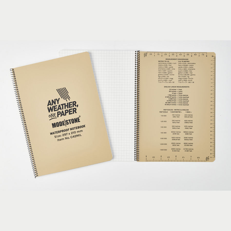 Modestone C42MIL Side Spiral Notepad A4 210x297mm 50 sheets Tan-Tactical Source LLC