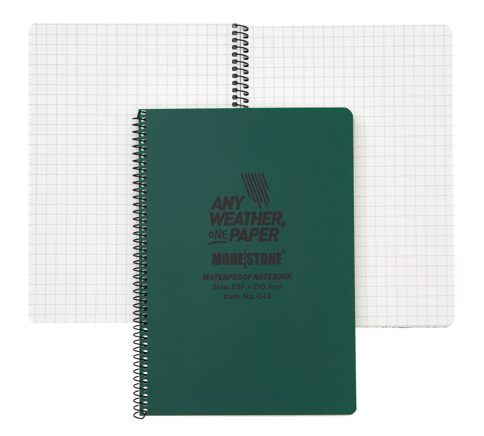 Modestone C43 Side Spiral Notepad A4 210x297mm 50 Sheets Green-Tactical Source LLC