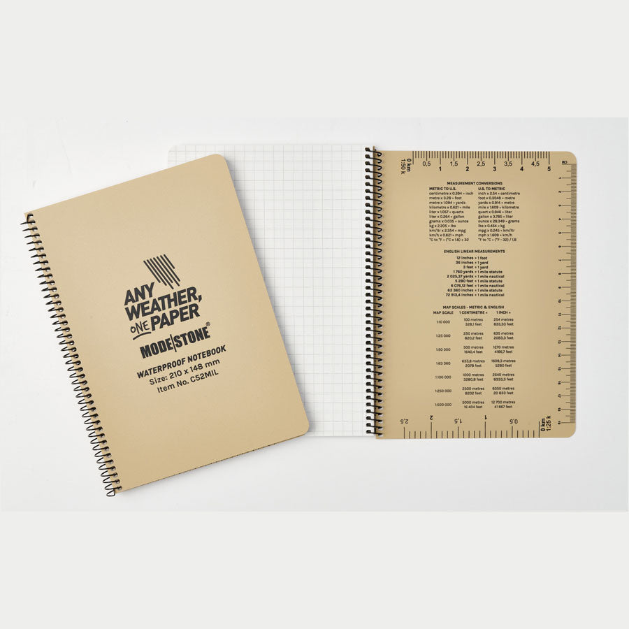 Modestone C52MIL Side Spiral Notepad A5 148x210mm 50 sheets Tan-Tactical Source LLC