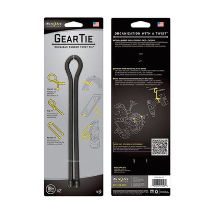 Nite Ize Gear Tie Original Reusable Rubber Twist Tie Black-Tactical Source LLC