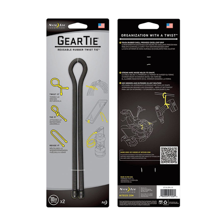 Nite Ize Gear Tie Original Reusable Rubber Twist Tie Black-Tactical Source LLC
