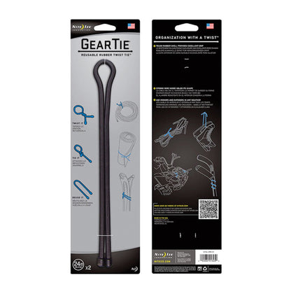 Nite Ize Gear Tie Original Reusable Rubber Twist Tie Black-Tactical Source LLC