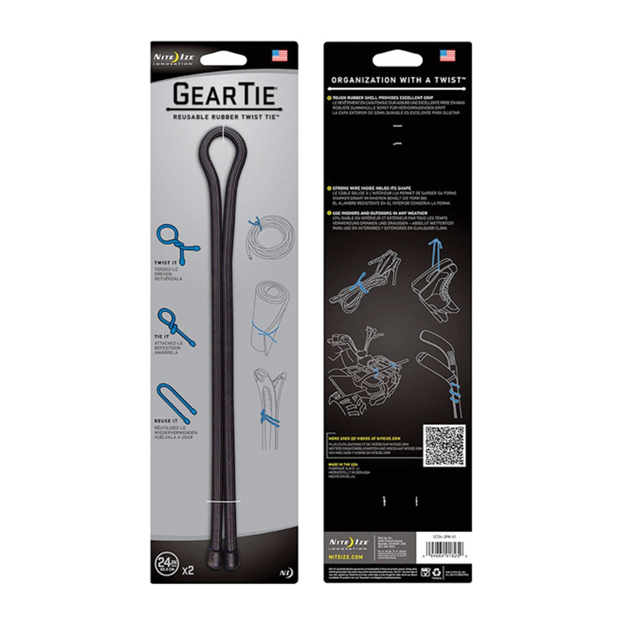 Nite Ize Gear Tie Original Reusable Rubber Twist Tie Black-Tactical Source LLC