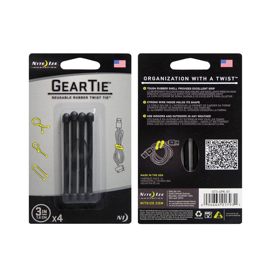 Nite Ize Gear Tie Original Reusable Rubber Twist Tie Black-Tactical Source LLC