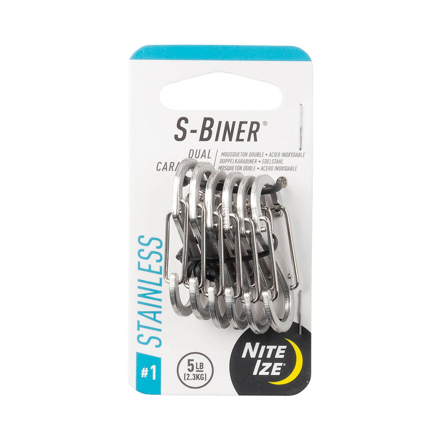 Nite Ize S-Biner Dual Carabiner Stainless Steel #1 6 Pack Stainless-Tactical Source LLC