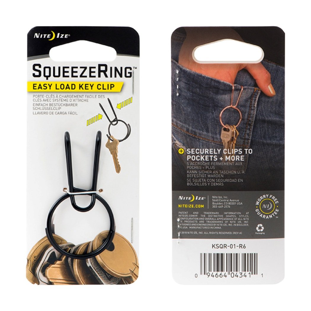Nite-Ize SqueezeRing Easy Load Key Clip Black-Tactical Source LLC