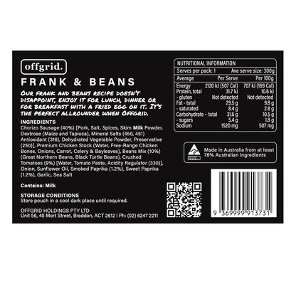 Offgrid Provisions Frank & Beans - Heat & Eat Meal-Tactical Source LLC