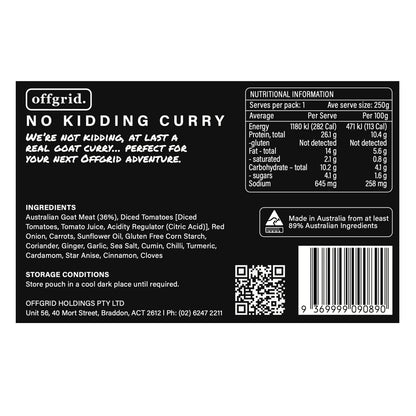 Offgrid Provisions No Kidding Curry - Heat & Eat Meal-Tactical Source LLC