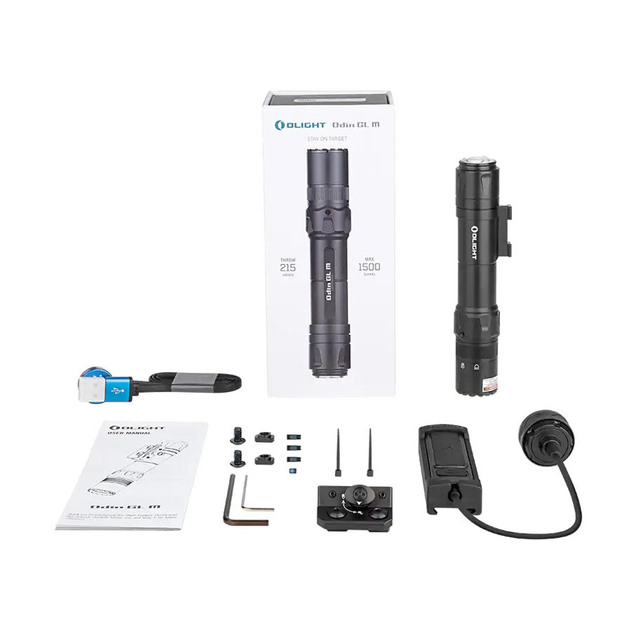 Olight Odin GL M Black 1500 Lumens Green Laser Tactical Rail Light-Tactical Source LLC