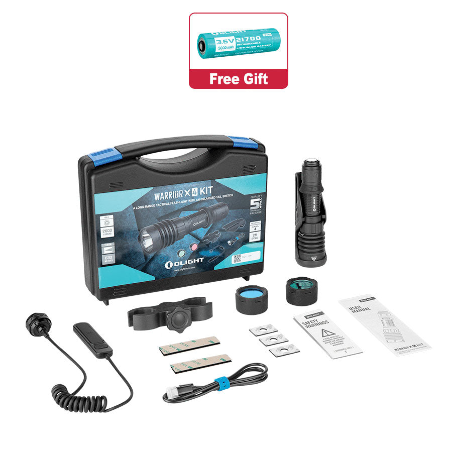 Olight Warrior X 4 Kit Rechargeable LED Tactical Flashlight Hunting Kit-Tactical Source LLC