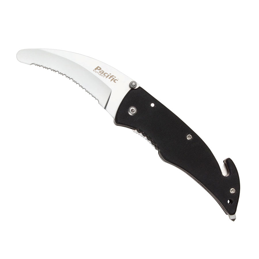 Pacific Cutlery Rescue Knife Black Serrated-Tactical Source LLC