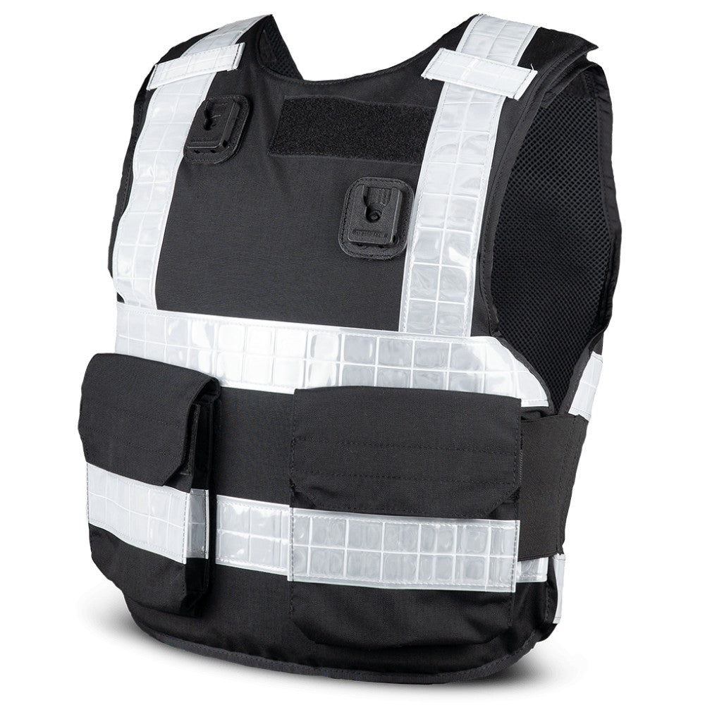 PPSS Overt Stab Resistant Vest (Cover+Panel) Black with Reflective Tape-Tactical Source LLC